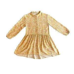 H&M girls yellow floral viscose patterned shirt dress size 10